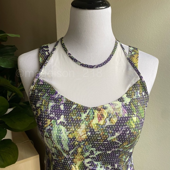 Lululemon Running In The City Tank Floral Sport White Multi Green Purple Size 6 - Picture 2 of 11
